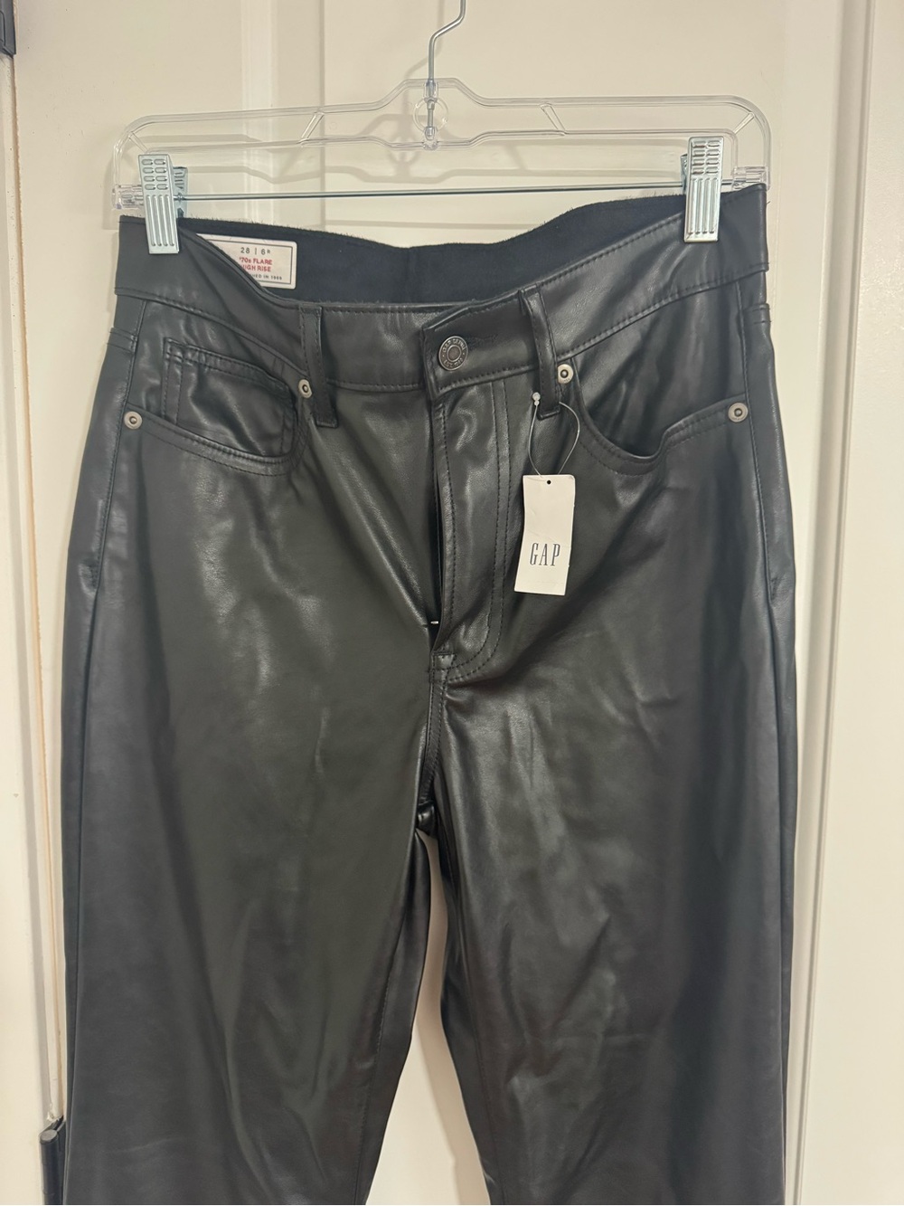 GAP Women’s Black Flare Faux-Leather Jeans
